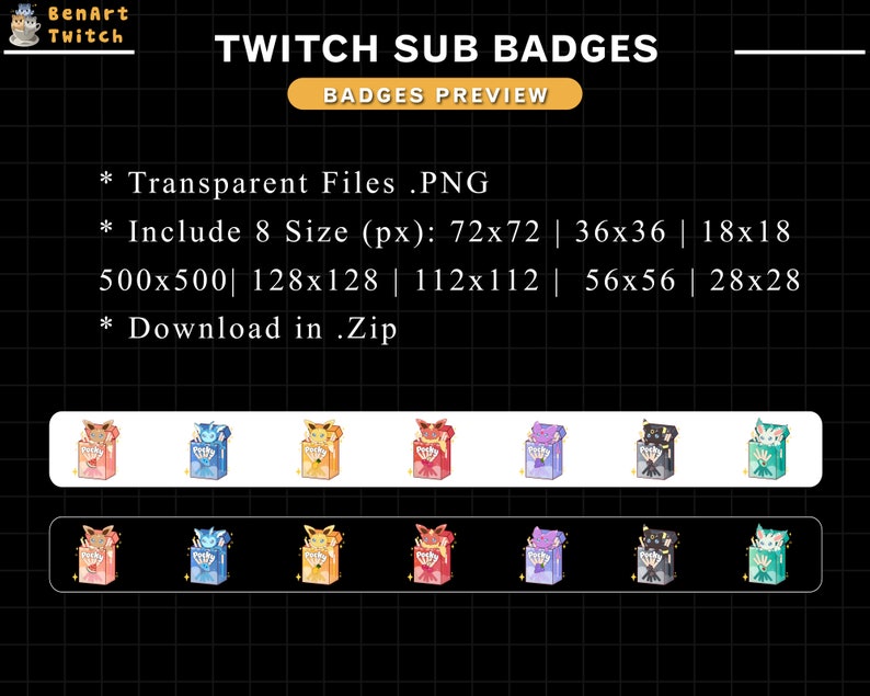 Cute Pocky Twitch Sub Badges, Pokemon Twitch Badges Ready to Use for ...