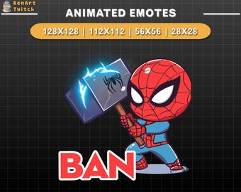 Animated Twitch Emote Spider-Man BAN, BAN Emotes, Kawaii Emotes For Twitch, Discord