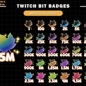30x Flüssige Maple Leaf Twitch Bit Badges, Herbst Twitch Sub Bit Badges, Herbst Twitch Overlay