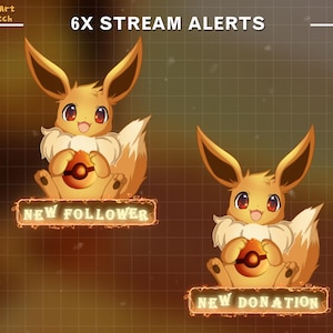 6x Chibi Eevee Twitch Alert– Animated Eevee Stream Alert, Twitch Overlay, Stream Overlay