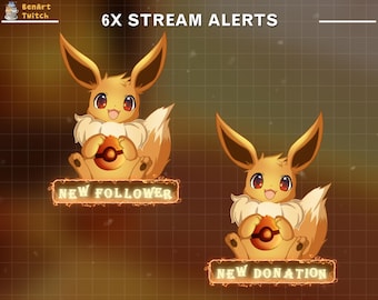 6x Chibi Eevee Twitch Alert– Animated Eevee Stream Alert, Twitch Overlay, Stream Overlay