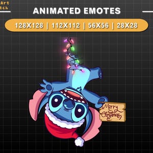 Geanimeerde kerst Twitch Emote Hanging Stitch, Leuke Stitch Twitch Emotes, Leuke Emotes voor YouTube, Discord
