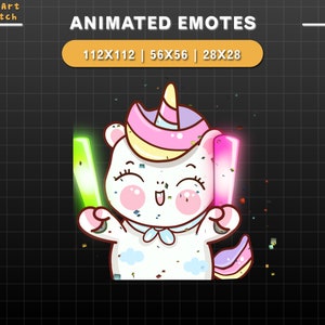 Animated Twitch Emote Pony Cheering, Cute Aesthetic Rainbow Horn Unicorn Twitch Emotes, Cute Emotes For Youtube, Discord