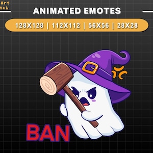 Animated Twitch Emote Cute Ghost BAN, Halloween Twitch Emotes, BAN ...