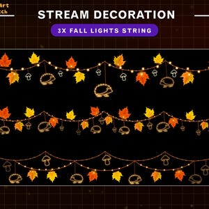 3x Animated Neon Hedgehog Lights String Stream Decoration, Fall Twinkle Lights, Twitch Decoration with Maple, Leaves, Pumpkin...