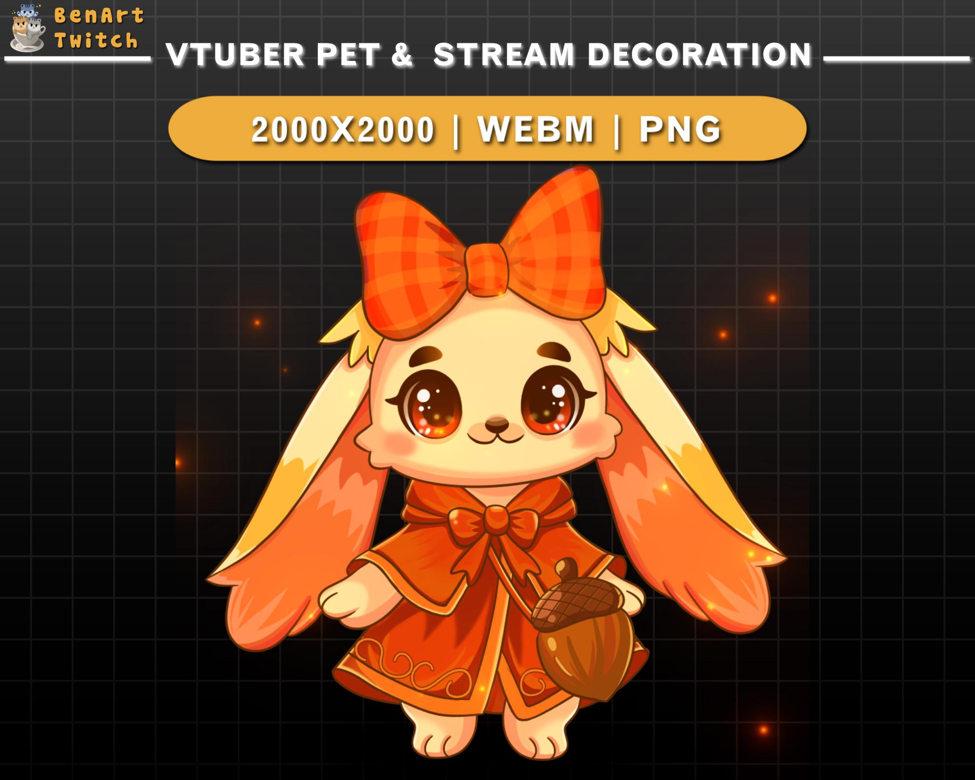 Roy Rabbit Vtuber Animated Rabbit Vtuber Pet, Cute Bunny Stream Decoration With Fall ...
