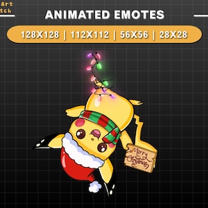 Animated Christmas Twitch Emote Hanging Pikachu Lights, Pikachu Twitch Emotes, Cute Emotes For Youtube, Discord