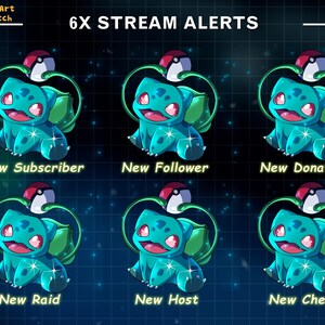 Bulbasaur animerat Twitch-överläggspaket, mysigt Lofi-spelskrivbordsströmpaket, söt Pokémon-Twitch-layout för streamers bild 8