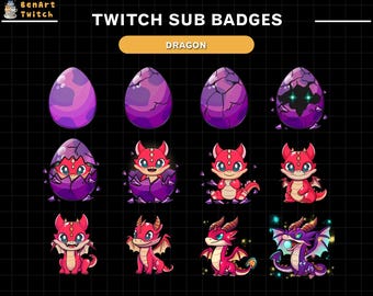 Dragon Evolution Twitch Sub Badges, Dragon Twitch Badge for Streamer, Discord