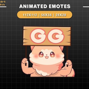 Animated Twitch Emote Cute Cat GG, Cat Twitch Emotes, Cute Emotes For Youtube, Discord