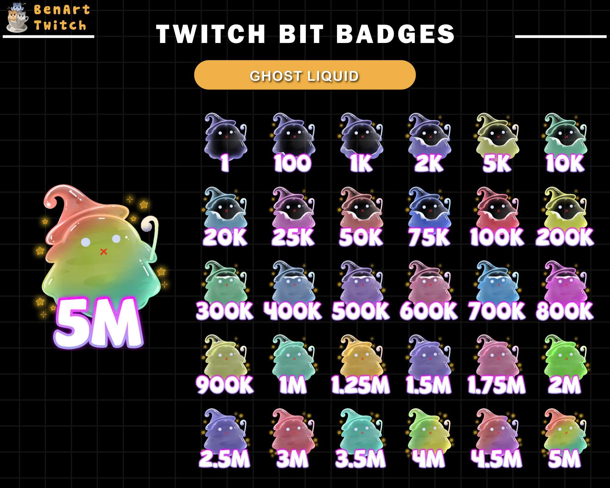Bit Sub Scale 30x Cute Liquid Ghost Twitch Sub Bit Badges, Complete Twitch Bit Badges ...