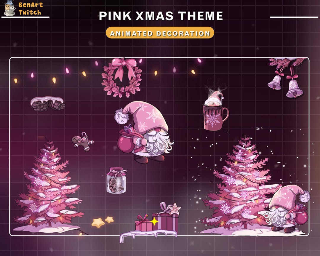 Animated Stream Decoration Cozy Pink Christmas Theme Twitch, Xmas Deco ...