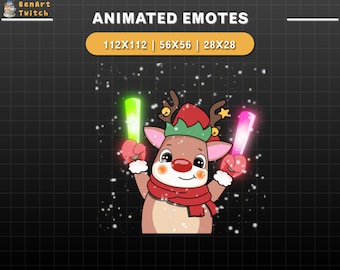 Animated Twitch Emote Reindeer Cheering, Cute Christmas Twitch Emotes, Cute Emotes For Youtube, Discord