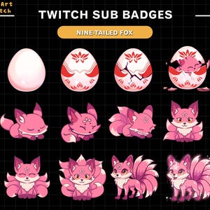 Nine-Tailed Fox Evolution Twitch Sub Badges, Kitsune Twitch Badges