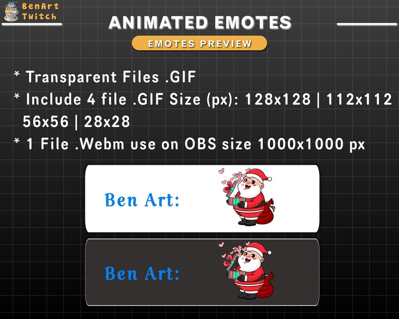 Animated Twitch Emote Santa Claus Heart Gift Box, Cute Christmas Twitch ...