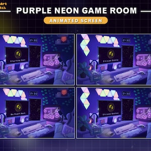 Animated Twitch Screens Cozy PC Room Setup, Neon Game Room Stream ...