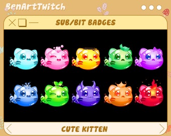 Cute Kitten Twitch Sub badges, Cute Cat Emotes, Ready To Use for Twitch, chat emotes, discord