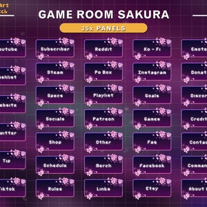 Twitch Panels Cherry Blossom PC Room,  Aesthetic Lo-fi Pink Sakura Game Room Stream Panels