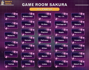 Twitch Panels Cherry Blossom PC Room,  Aesthetic Lo-fi Pink Sakura Game Room Stream Panels