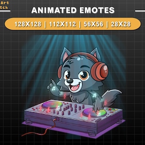 Animated Twitch Emote Wolf DJ, Wolf Twitch Emotes, Cute Emotes For Youtube, Discord