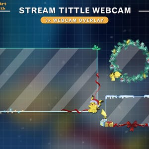 3x Animated Webcam Overlay Pikachu Christmas, Winter Twitch Overlay...