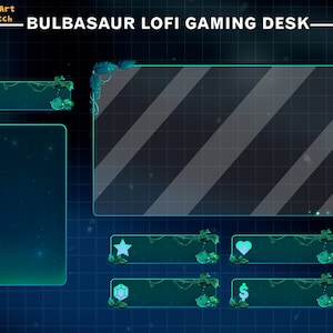 Bulbasaur animerat Twitch-överläggspaket, mysigt Lofi-spelskrivbordsströmpaket, söt Pokémon-Twitch-layout för streamers bild 4