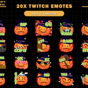 20x Pumpkin Twitch Emotes, Halloween Twitch Emotes Pack, Ghost Emotes, Reaper Emotes Ready To Use for Twitch, Chat Emotes