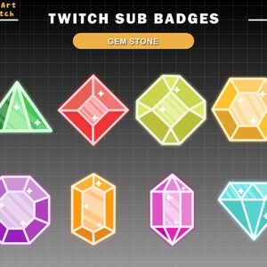 Gem Stone Twitch Sub Badges, Diamond Bit Badges, Ready To Use for Twitch, Discord