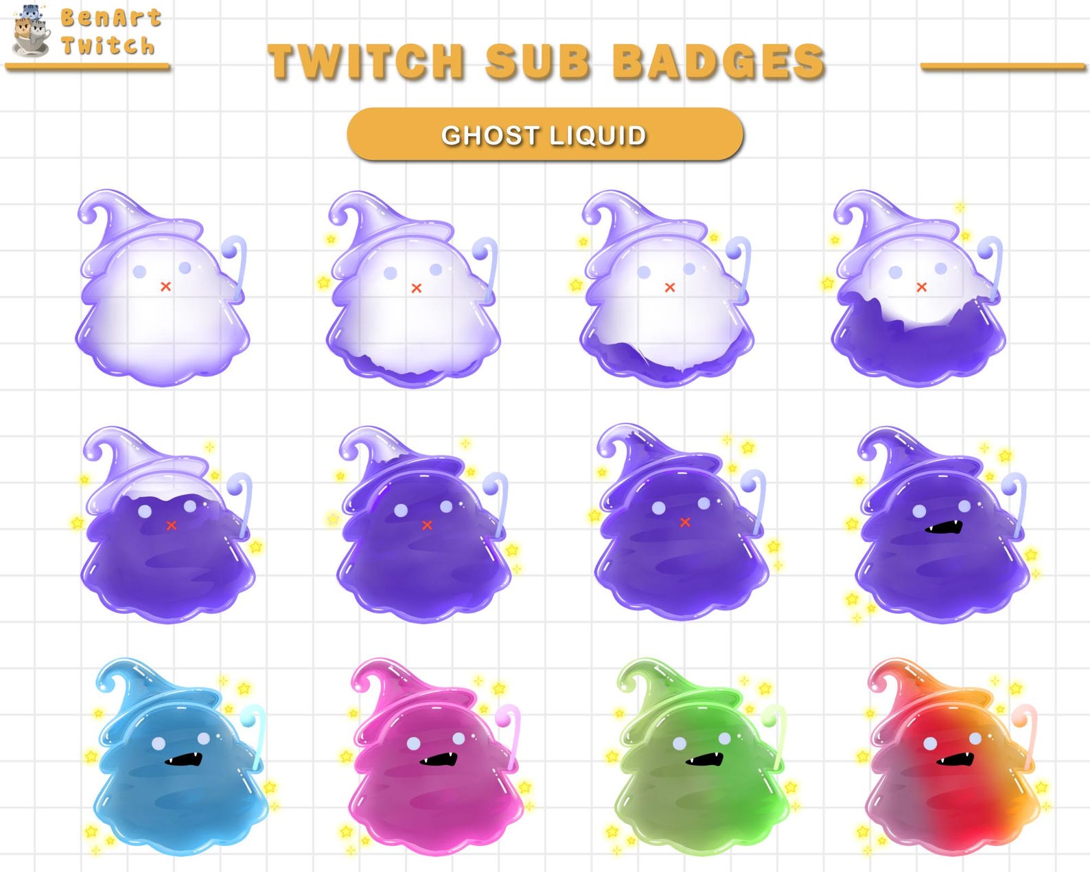 Liquid Ghost Twitch Sub Badges, Halloween Twitch Sub Badges, Pumpkin ...