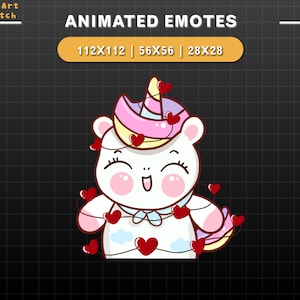 Animated Twitch Emote Pony Love, Cute Aesthetic Rainbow Horn Unicorn Twitch Emotes, Cute Emotes For Youtube, Discord