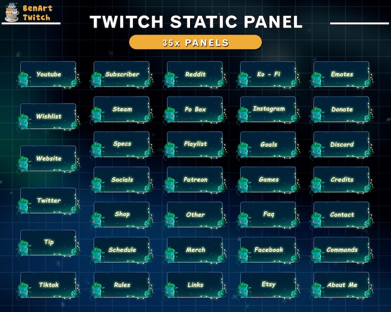 Bulbasaur animerat Twitch-överläggspaket, mysigt Lofi-spelskrivbordsströmpaket, söt Pokémon-Twitch-layout för streamers bild 9
