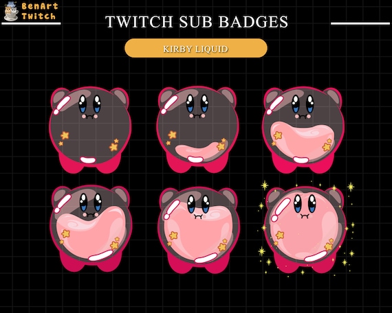 Liquid Kirby Twitch Sub Badges, Pokemon Twitch Badges, Ready To Use for Twitch, Discord