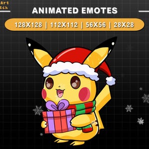 Animated Christmas Twitch Emote Pikachu Gift, Pikachu Twitch Emotes, Cute Emotes For Youtube, Discord