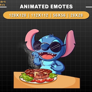 Animierte Twitch Emote Salz Stitch, lustige Stitch Twitch Emotes, süße Emotes für Youtube, Discord