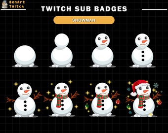 Insignias secundarias de Twitch de muñeco de nieve, insignias de Twitch de Navidad