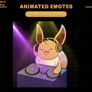 Animated Twitch Emote Eevee DJ, Eevee Twitch Emotes, Cute Emotes For Youtube, Discord