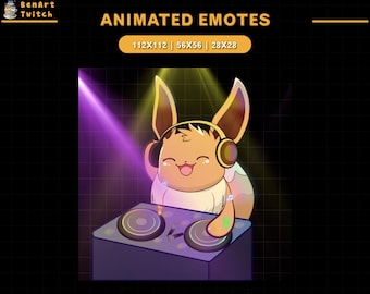 Animated Twitch Emote Eevee DJ, Eevee Twitch Emotes, Cute Emotes For Youtube, Discord