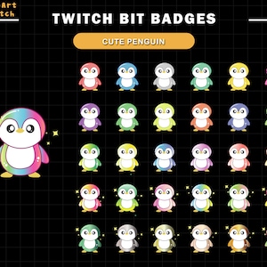 Full Set 30x Cute Penguin Twitch Bit Badges, Penguin Twitch Sub Badges, Complete Twitch Bit Badges Set, Twitch Subscribe Package
