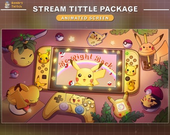 Écrans Twitch animés Lo-fi Desk Pikachu, Écrans Pikachu Stream mignons, Superposition Twitch Stream Desk pour streamer, Vtuber
