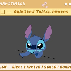 Emoticon animado de Stitch Twitch, Emoticones lindos de Meme de Twitch, Emoticones lindos para Youtube, Discordia