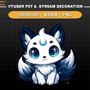 Animated Vtuber Stream Pet Nine Tails Fox, Stream Decoration Cute Fox, Fox Twitch Overlay
