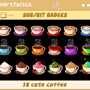 Coffee Mugs Twitch Sub Badges, Twitch Bit Badges, Ready To Use for Twitch, Discord