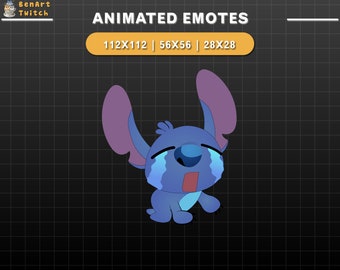 Animated Twitch Emote Stitch Cry, Cute Stitch Twitch Emotes, Cute Emotes For Youtube, Discord