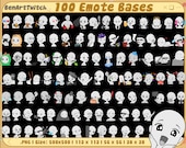 100 DIY Custom Twitch Emotes, Chibi Base, Meme and Customizable for Streamers, YouTubers & Discord