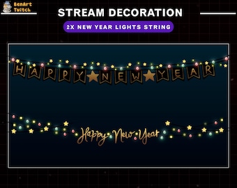 2x Animated New Year Twinkle Lights Twitch Stream Decoration