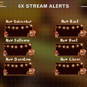 Animated Fall Stream Alert, Autumn Twitch Alert witch Squirrel, Chestnut...