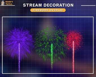 Animated Firework Twitch Overlay, Colorful Firework, Stream Decoration, Confetti Shooting, Festive Sparkling...