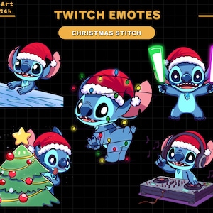 5x Twitch Emote Weihnachten Stitch, Stitch Twitch Emotes, Cute Emotes Für Youtube, Discord