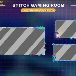 3x Animated Webcam Overlay Stitch for Summer Overlay, Cute Stitch Webcam Border