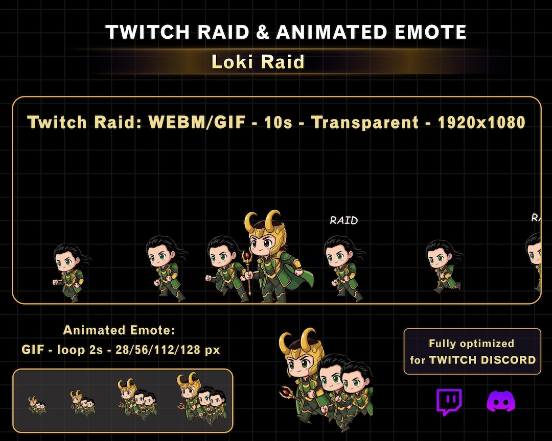 Animated Loki Twitch Raid Alert, Loki Twitch Emotes for Streamers, New ...
